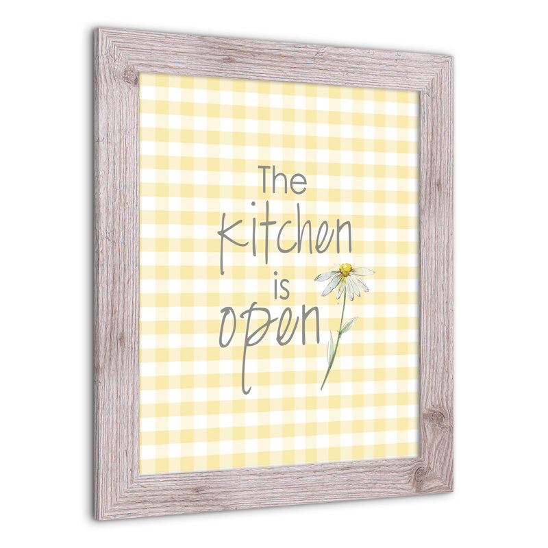 «Kitchen Is Open», reproduction encadrée, H 20 po x l 16 po x P 0,75 po