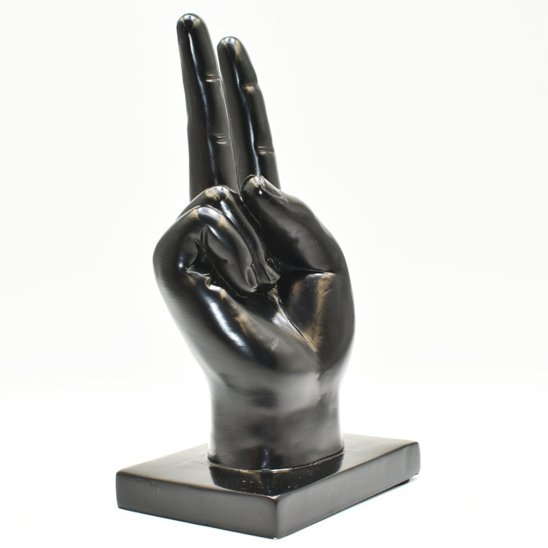 Adam & Friends Home Decor Peace Sign Sculpture | 1-Piece, Black