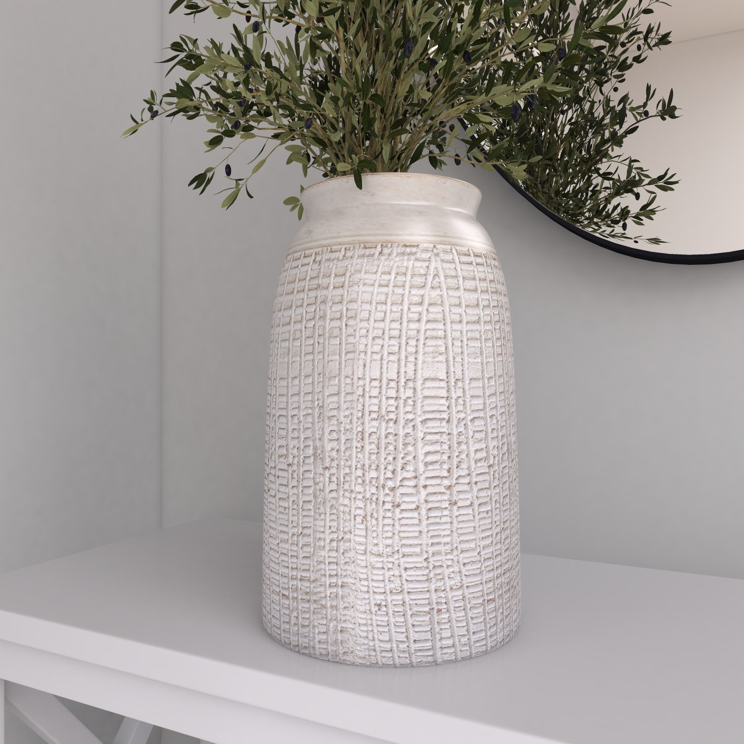 Dakota Fields White 11" Indoor / Outdoor Terracotta Table Vase & Reviews | Wayfair