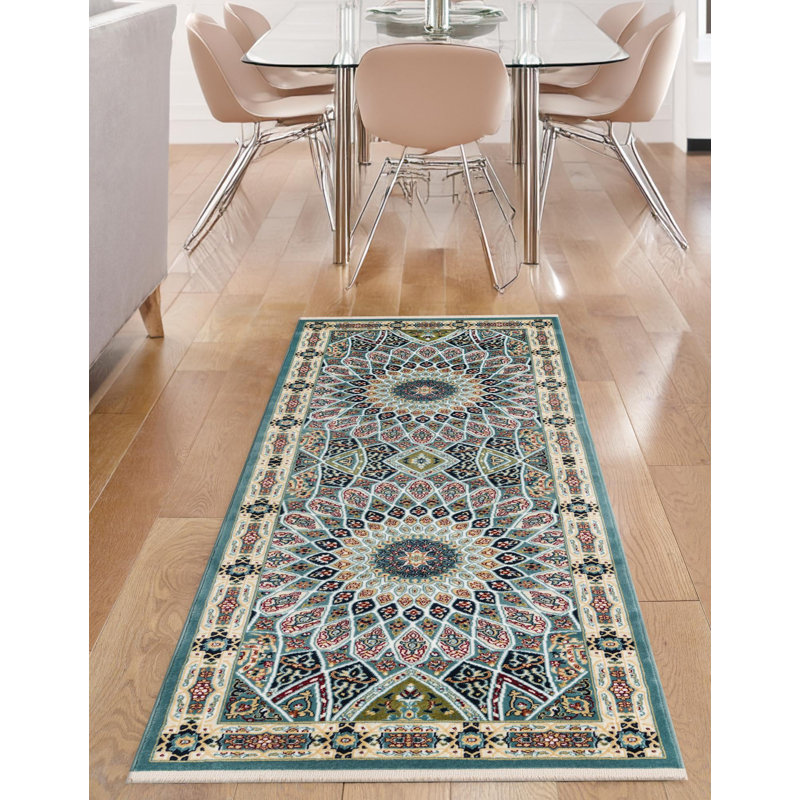 Tapis bleu Jackson Jackson, Tapis de couloir 2 pi 7 po x 10 pi, Blue