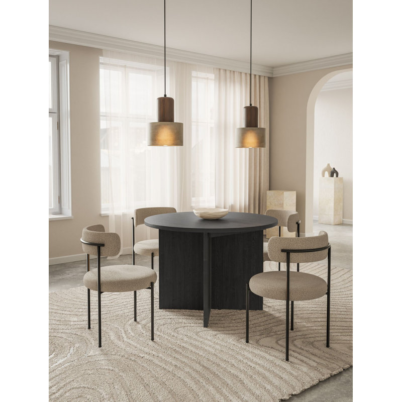 Extendable Round Dining Table, Black