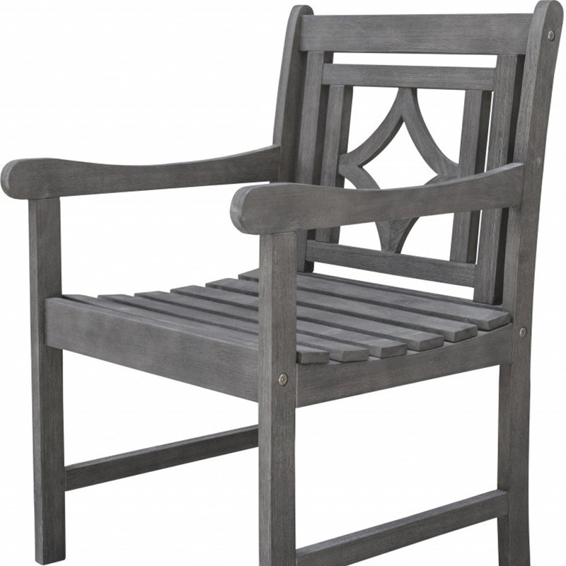 Chaise de salle à manger brune avec dossier décoratif, gris
