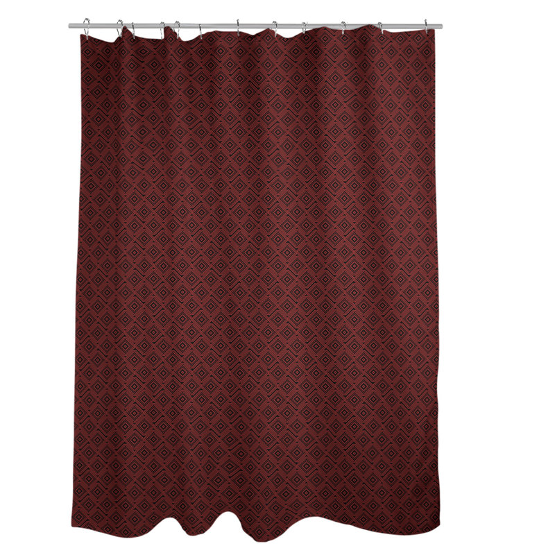 Rideau de douche simple Maze Square, Noir / Rouge