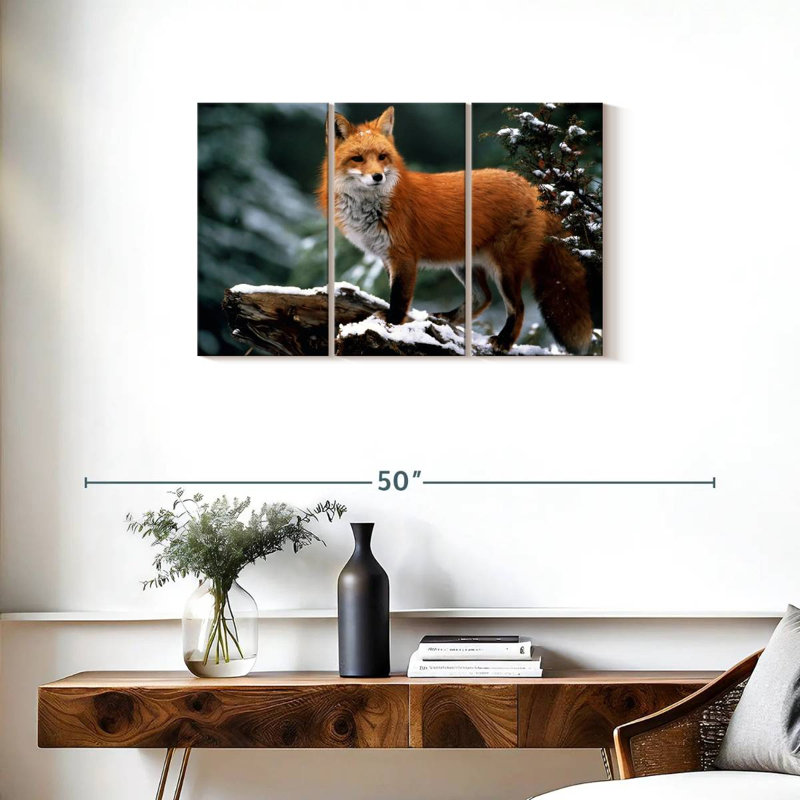 Furry Winter Fox, 20" H x 33" W