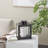 Metal Modern Indoor Outdoor Black Candle Lantern with Gold Accents