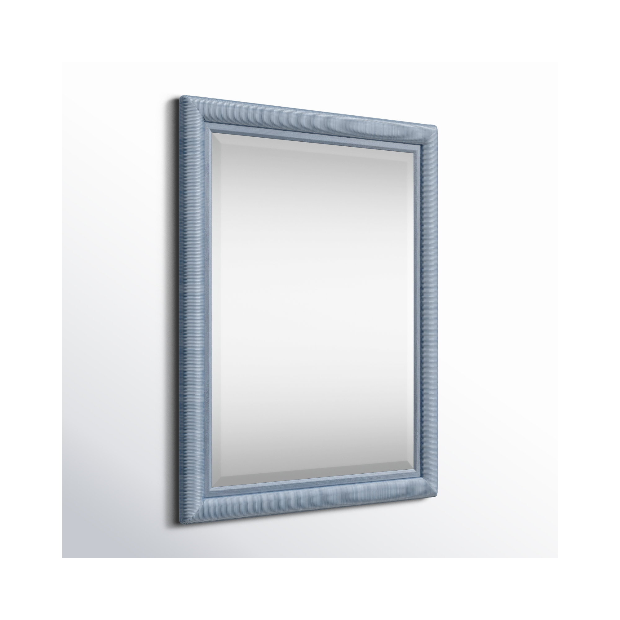 Monterey Rattan Flat Mirror, Sea Glass