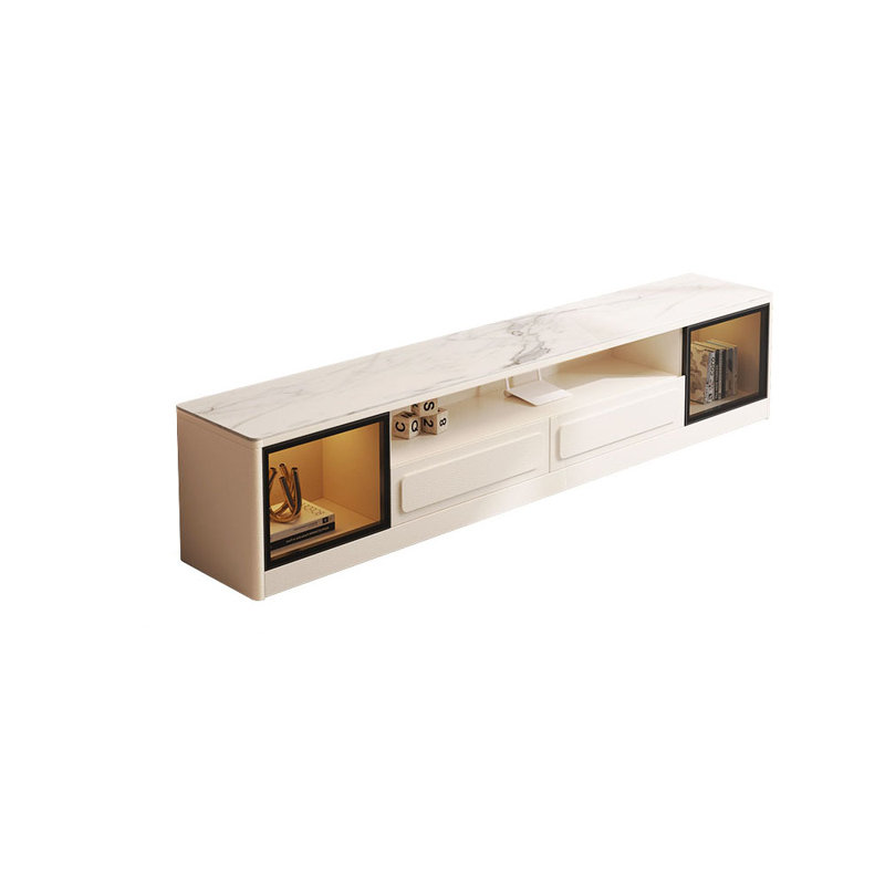 Meuble télé minimaliste de style crème, 70.87"