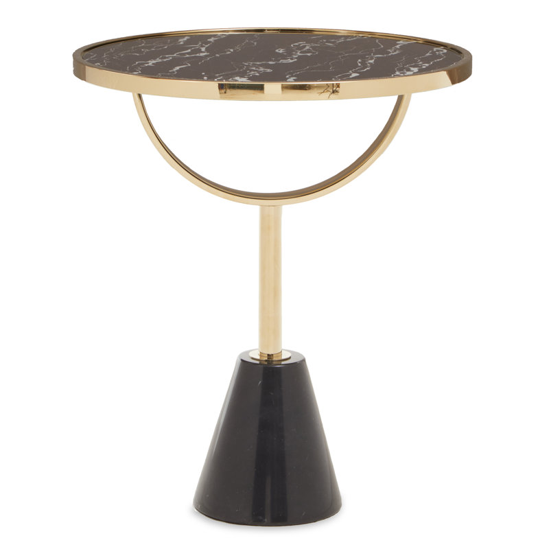 Bhodi Glass Top End Table, Black/Gold, Black