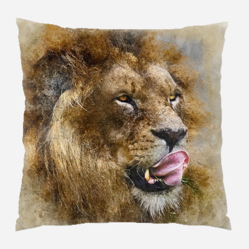 Coussin lion Calidia, Microsuède, Intérieur