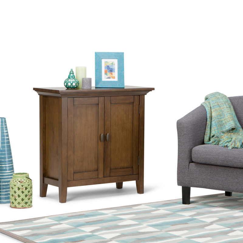 Redmond 32"W Solid Wood Transitional Low Storage Cabinet with Adjustable Shelves and Crown-Edged Top