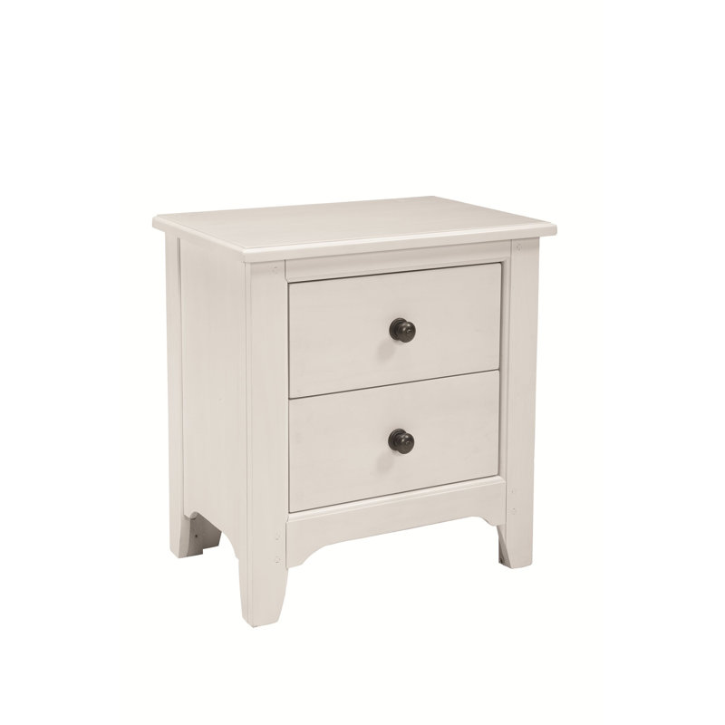 Table de chevet en bois massif Mabank, Blanc