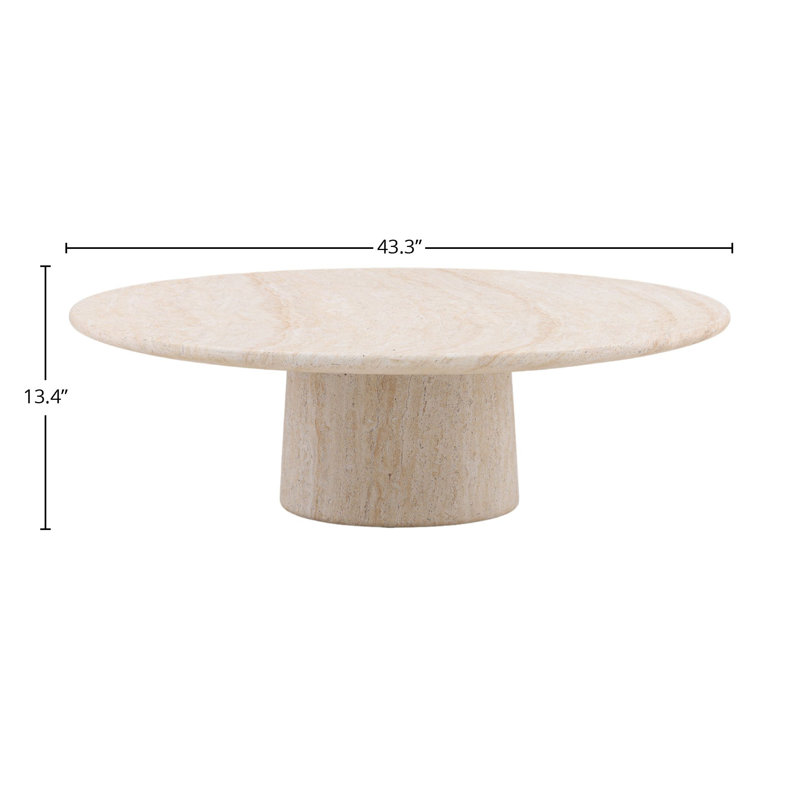 Trebol Lightweight Concrete Outdoor Coffee Table, Faux Travertine