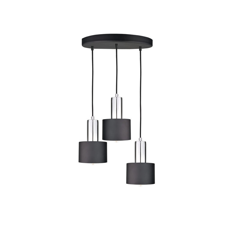 3 - Light Cluster Pendant, Black/Chrome