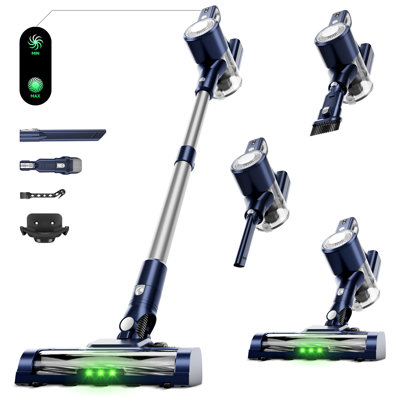 BSNAW Cordless Vacuum Cleaner, 40KPa Stick Vacuum with 55 Mins Runtime, LED Display, Anti-Tangle Brush, Rechargeable Vacuum for Pet Hair, Carpet & Hard Floors, Blue