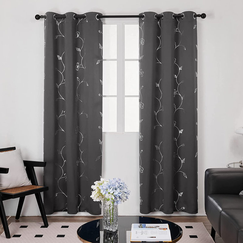 Room Darkening Curtain Pair, 42" W x 63" L, Dark Gray