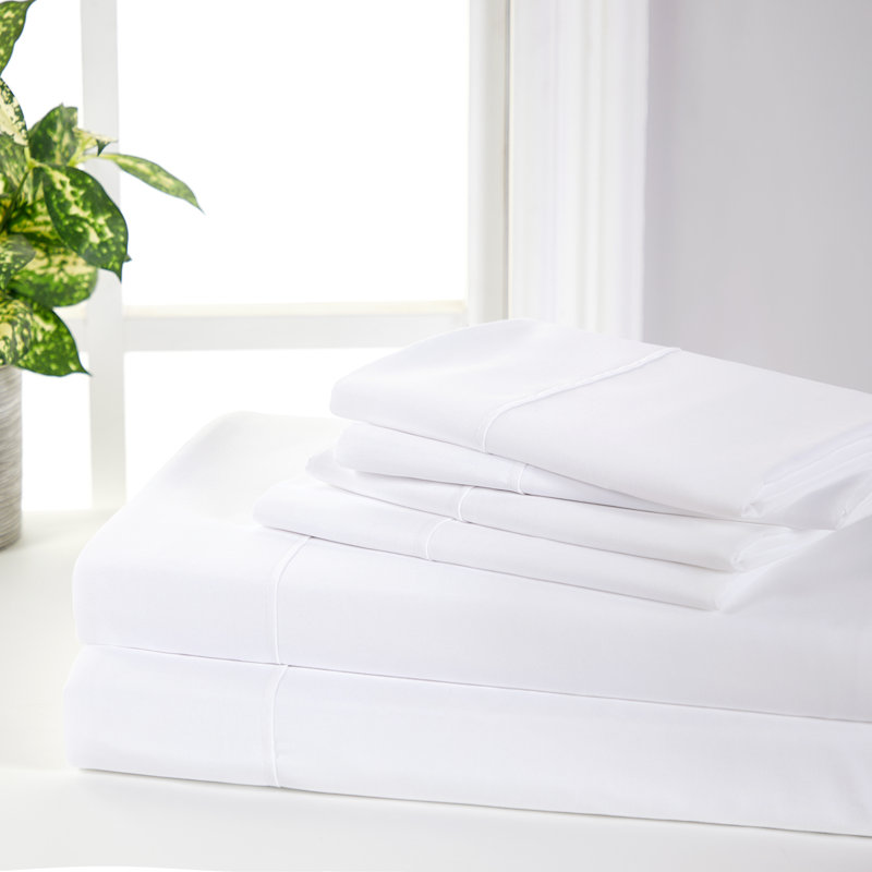 Luxurious White Bamboo Queen Sheet Set with Microfiber