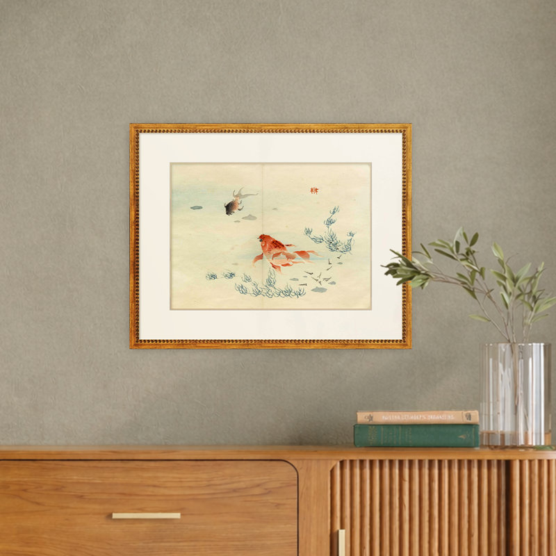 Martha Stewart Perry Street Paper Wall Art, Modern Still Life: Goldfish Composition, 17" x 21", Living Room and Bedroom Decor, Framed