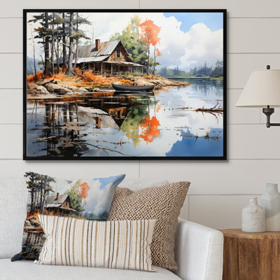 Brown Lakehouse Reflections Of Solitude II - Landscapes Wall Art Living Room