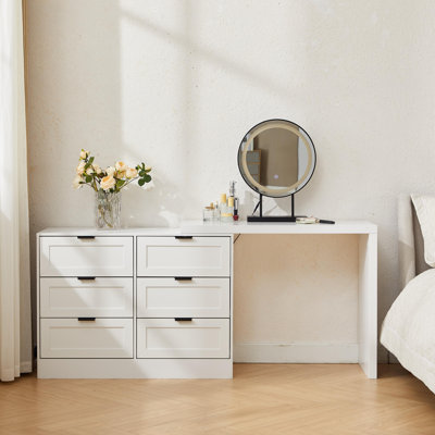 Makeup Vanity with Lights，6-drawers Accent Cabinet，Vanity desk