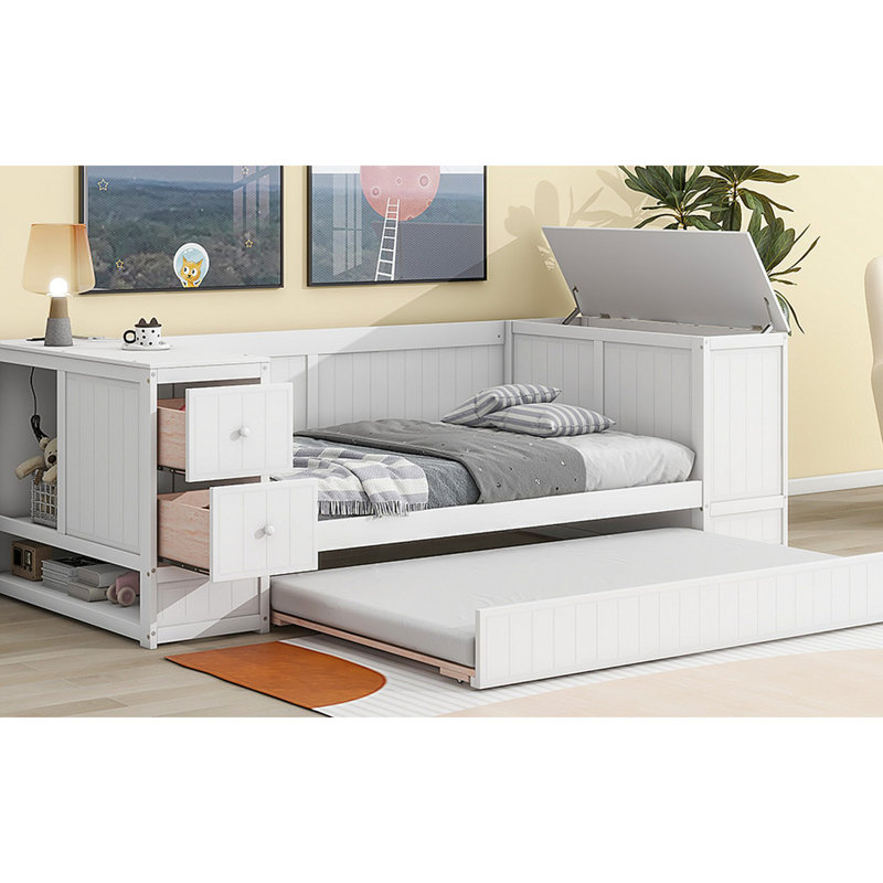Lit de jour avec couchette moderne Amisaday, Blanc