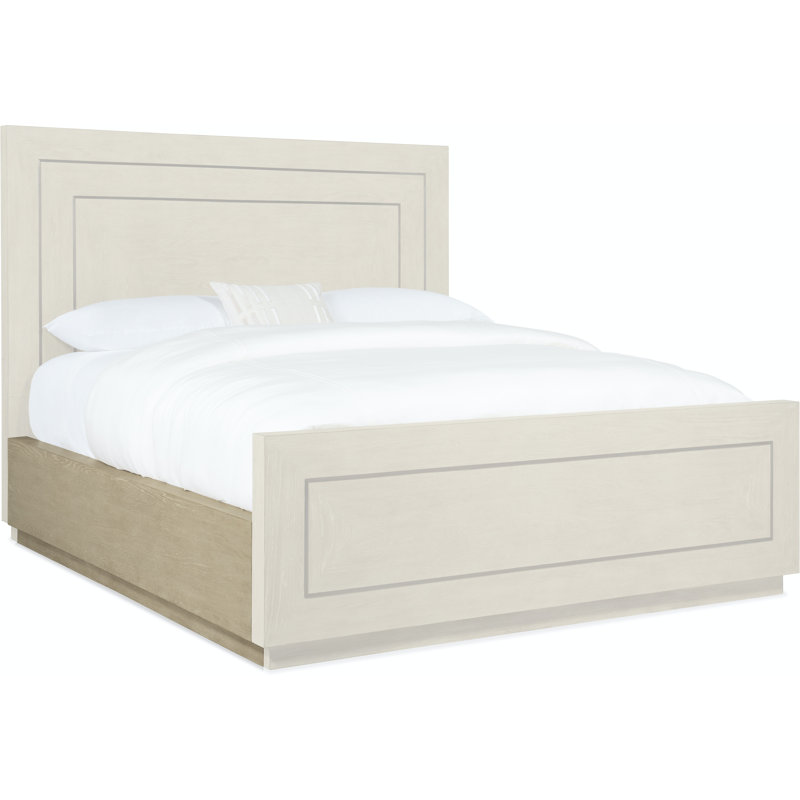 Cascade Transitional King Panel Bed with Metal Inlay, Beige