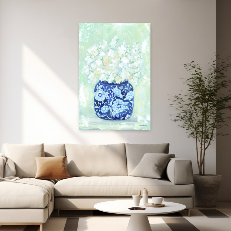 Art contemporain fleur de printemps rétro, H 60 po x l 40 po