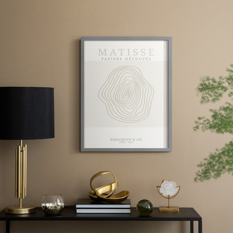 Matisse CD XXIV, reproduction d'art encadrée - bois massif, Gris, H 15 po x l 12 po