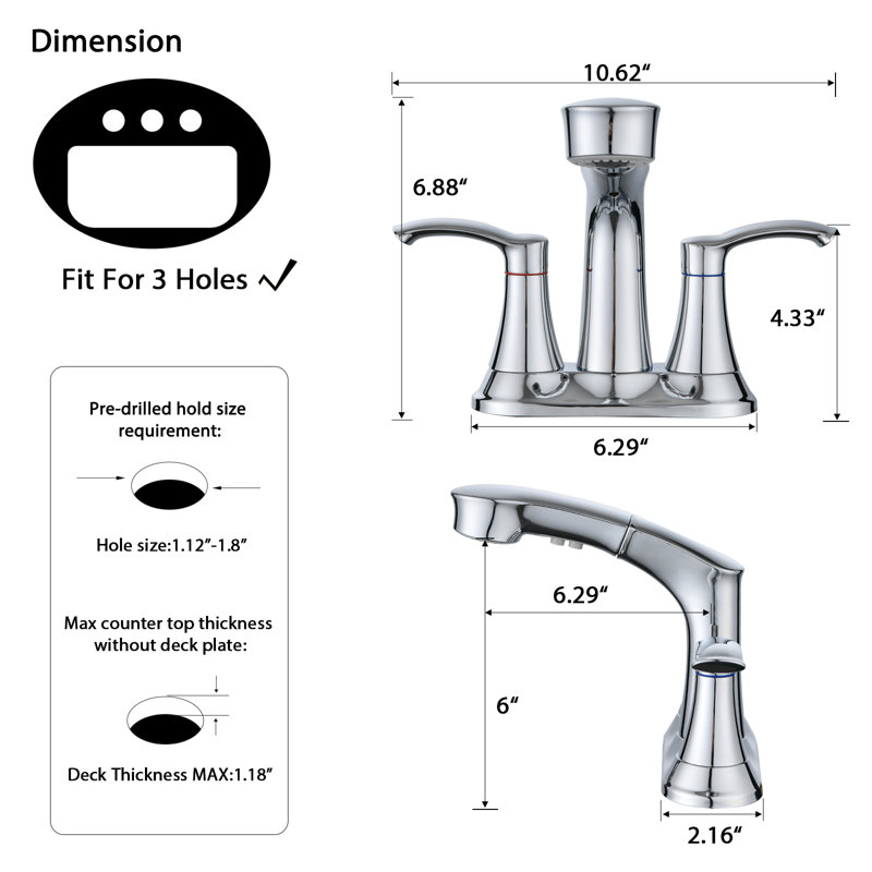 Robinet de salle de bain Centreset, Argent