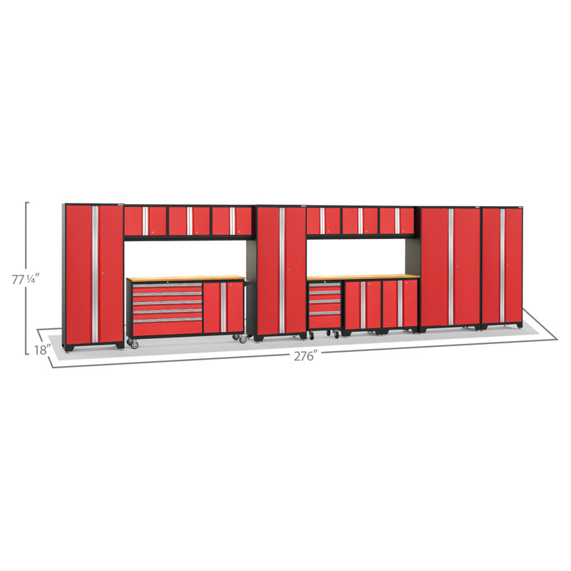 Bold Series 15 Piece Complete Storage System Set, 6 LEDs, Bamboo, Red