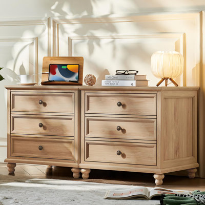 Ensemble de 2 tables de chevet Farmhouse avec station de charge, table de bout de 24 po de large avec 3 tiroirs, commode pour la chambre à coucher, commode de table de chevet, table de chevet en bois pour le salon