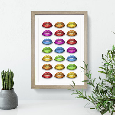 Rainbow Lips - Single Picture Frame Print on Wood