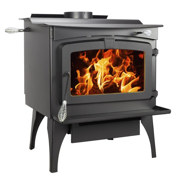 US Stove Company Rustic 900 Square Foot Clean Cast Iron Log Burning Wood  Stove with Integrated Cooking Surface and Cool Touch Safety Handle