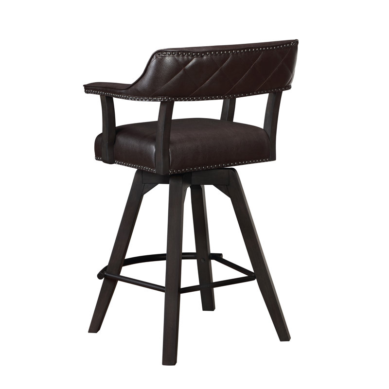 Diamond Back Swivel Upholstered Spectator Bar Stool with Solid Wood Frame, Bar Stool (30" Seat Height)