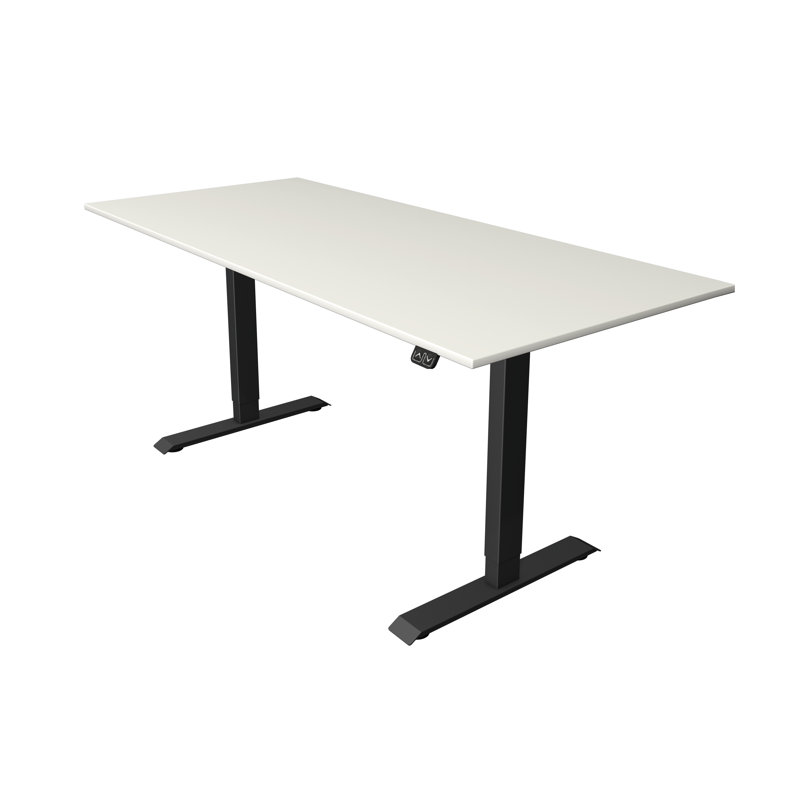 Adjustable Metal Base Standing Desk, White, 123cm H x 180cm W x 80cm D, Black