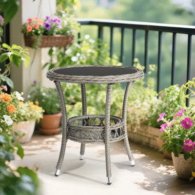 Patio Round Wicker Side Table