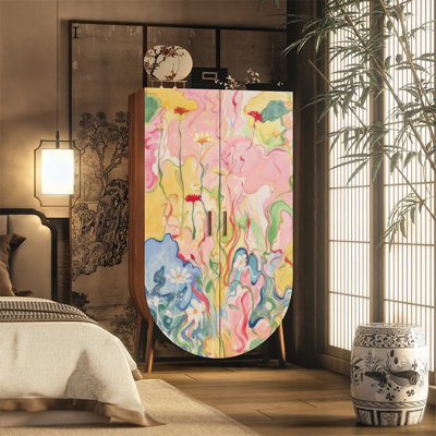 Nordic cream-style solid wood wardrobe