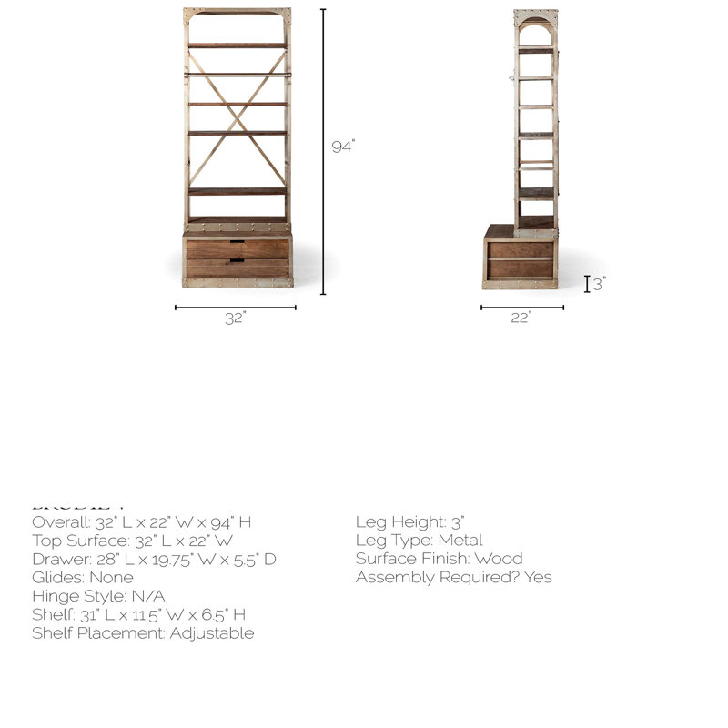 Schlueter Storage Bookcase, Silver