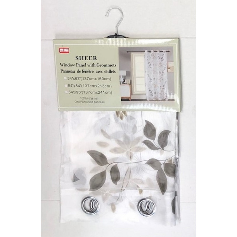 Paire de rideaux transparents avec œillets, 54 po x 95 po, Taupe
