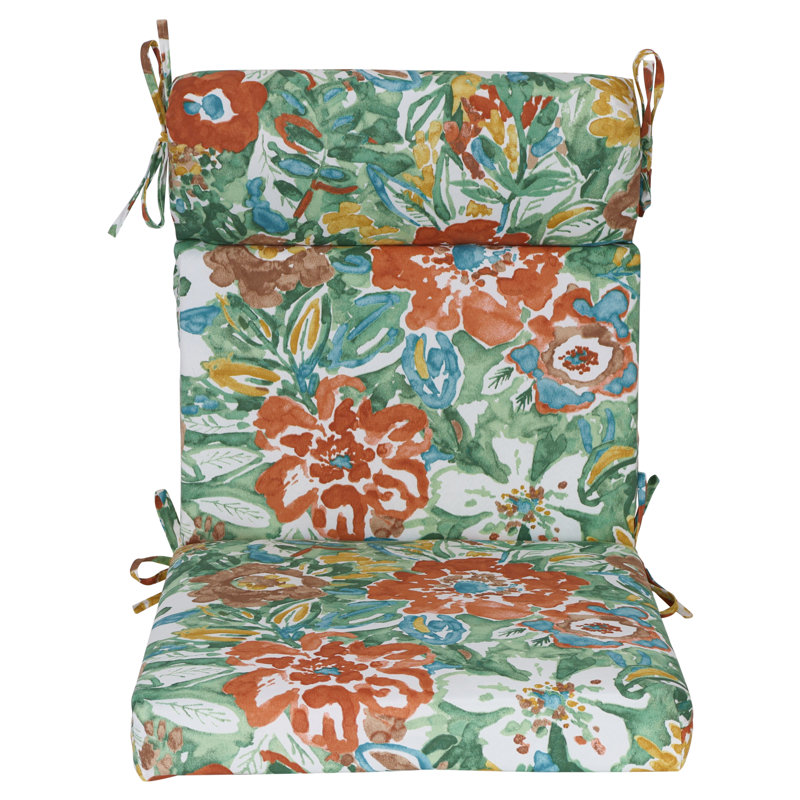 Coussin de chaise d'extérieur, L 18 po x P 18 po, Blanc / brume soleil rivière florale