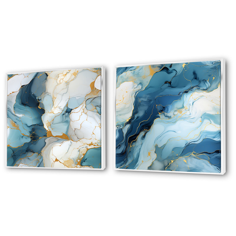 Lichfield - ensemble de 2 reproductions d'art sur toile abstraites, Cadre blanc, H 16 po x l 33 po x P 1 po