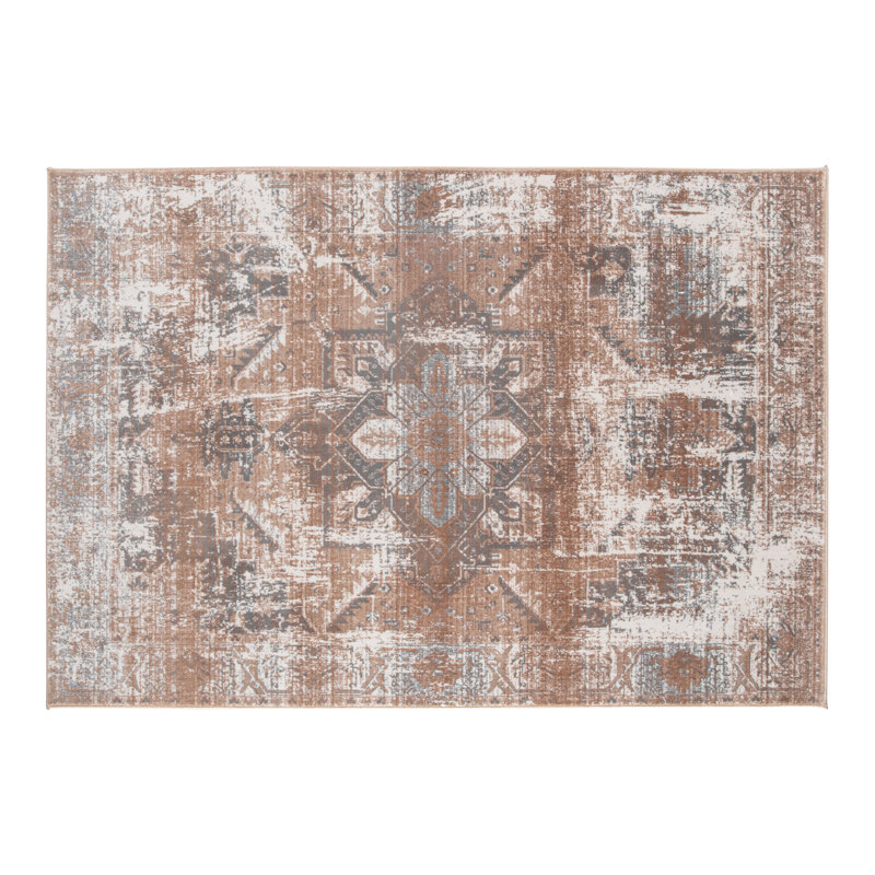 Floral Flatweave Area Rug, Rectangle 120 x 170 cm, Beige