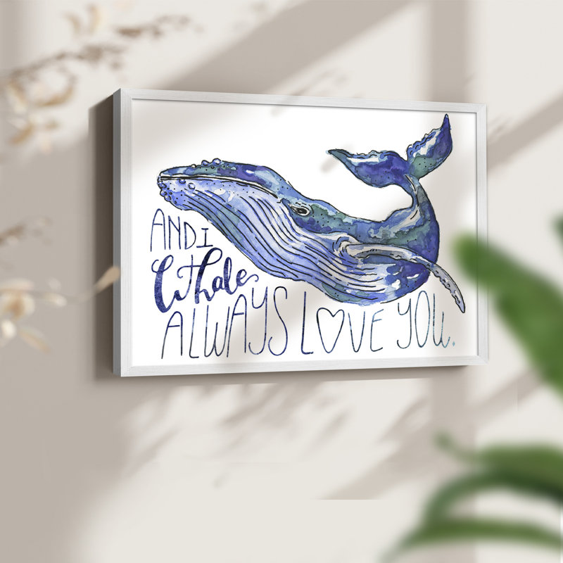 «Whale Love I», reproduction encadrée - Restickable, H 16 po x l 20 po, Blanc