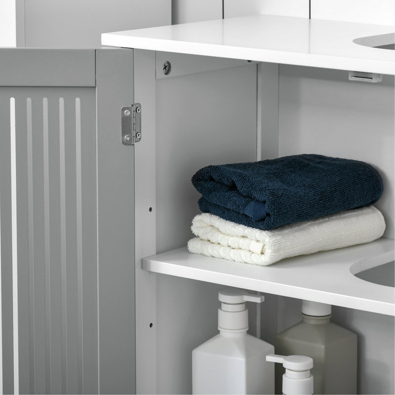 23.5'' W x 23.5'' H x 11.75'' D Free-Standing Bathroom Cabinet,Pedestal Under Sink Bathroom Cupboard with  Adjustable Shelves