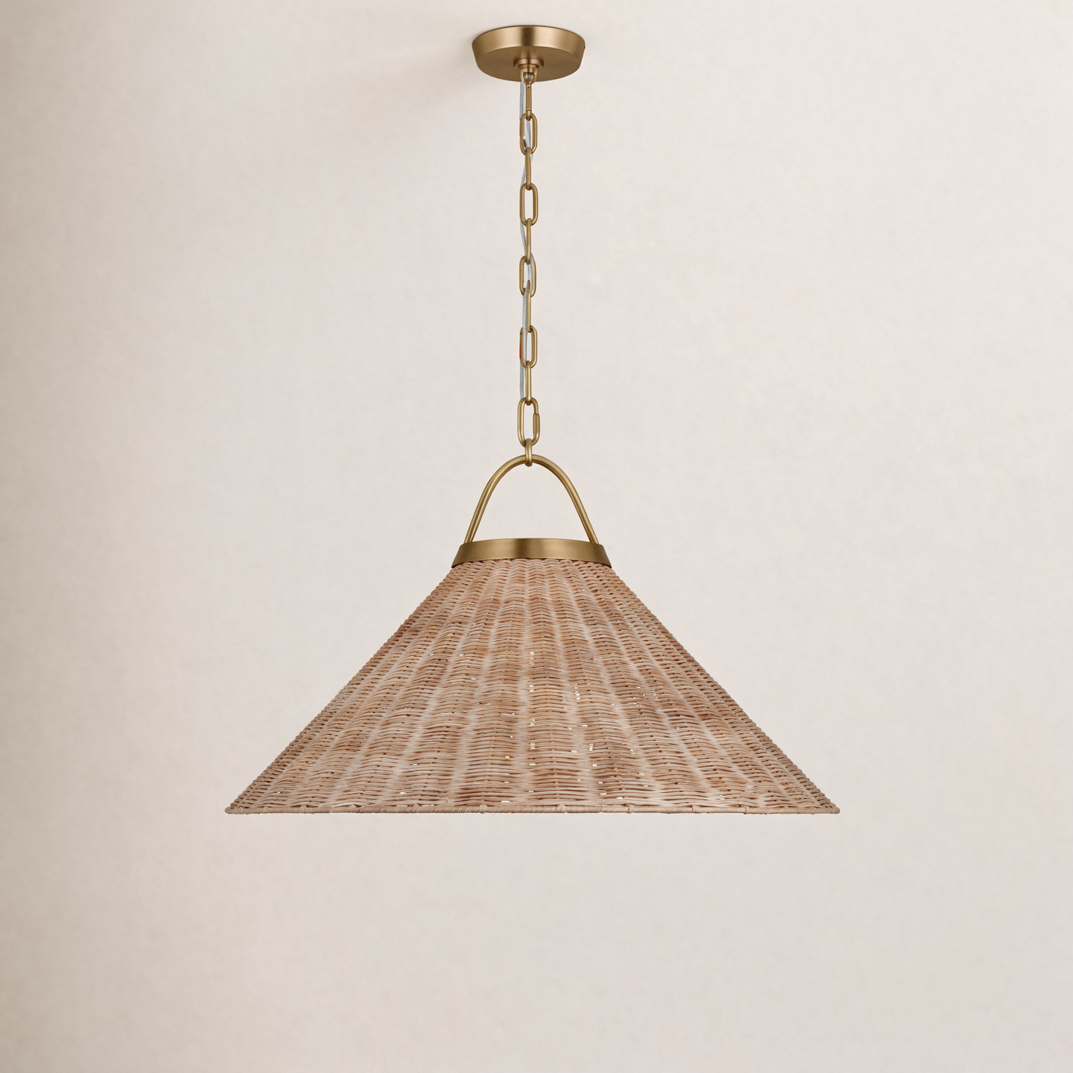 Darnaja Single Light Rattan Steel Dimmable Pendant, 17.25" H x 22" W x 22" D