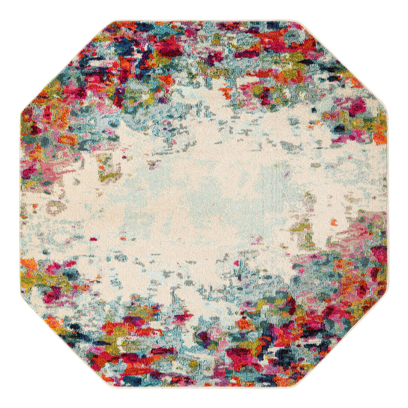Cariel Washable Abstract Indoor Rug, Octagon 5' x 5'