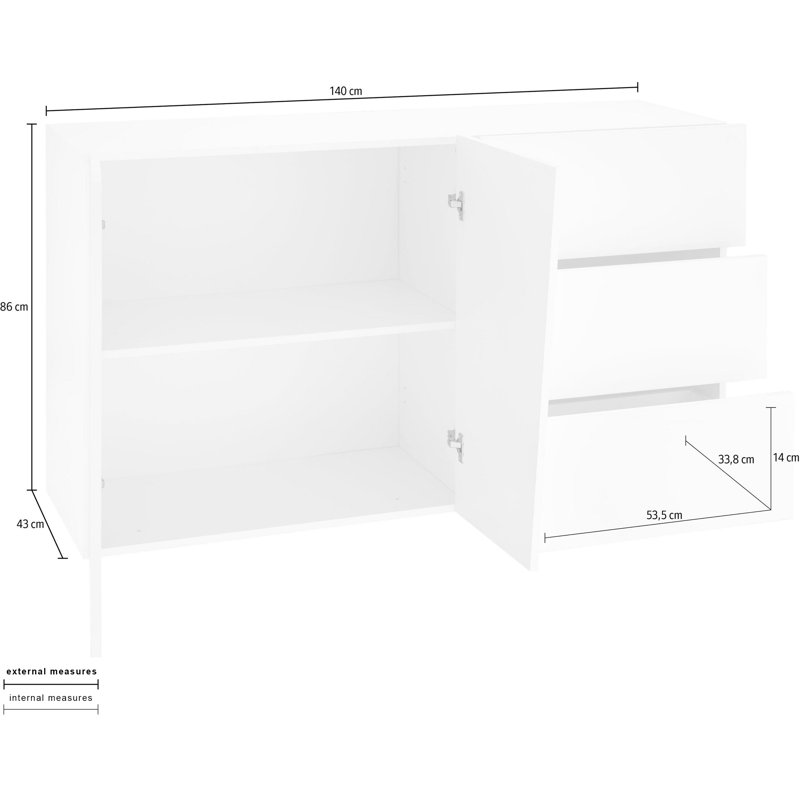 Taki 355.6cm Sideboard, Black