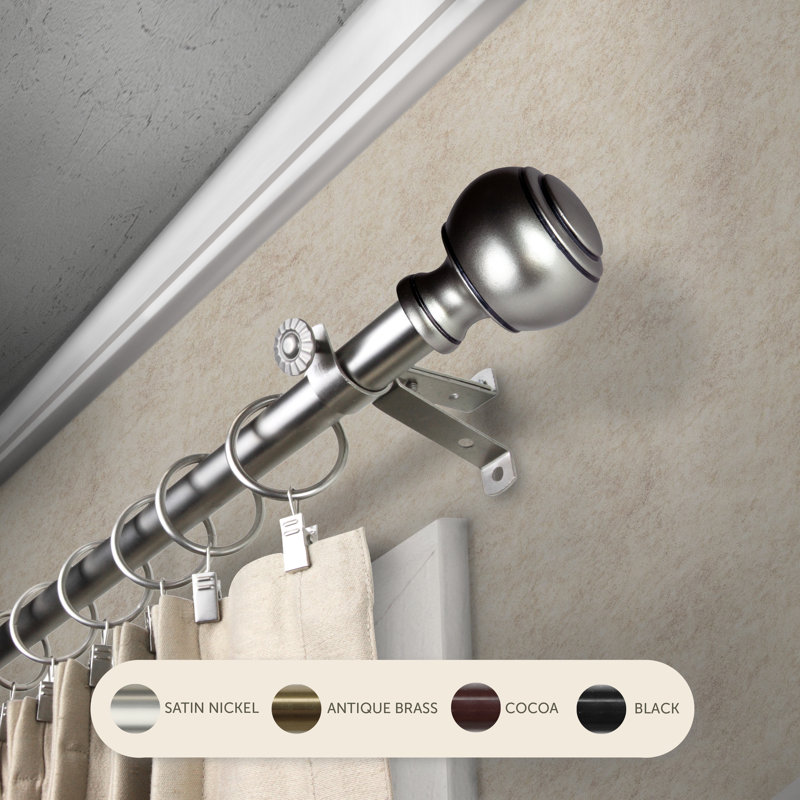 Tringle à rideaux 3/4 po Jaylin, Nickel satiné, 120" – 170"