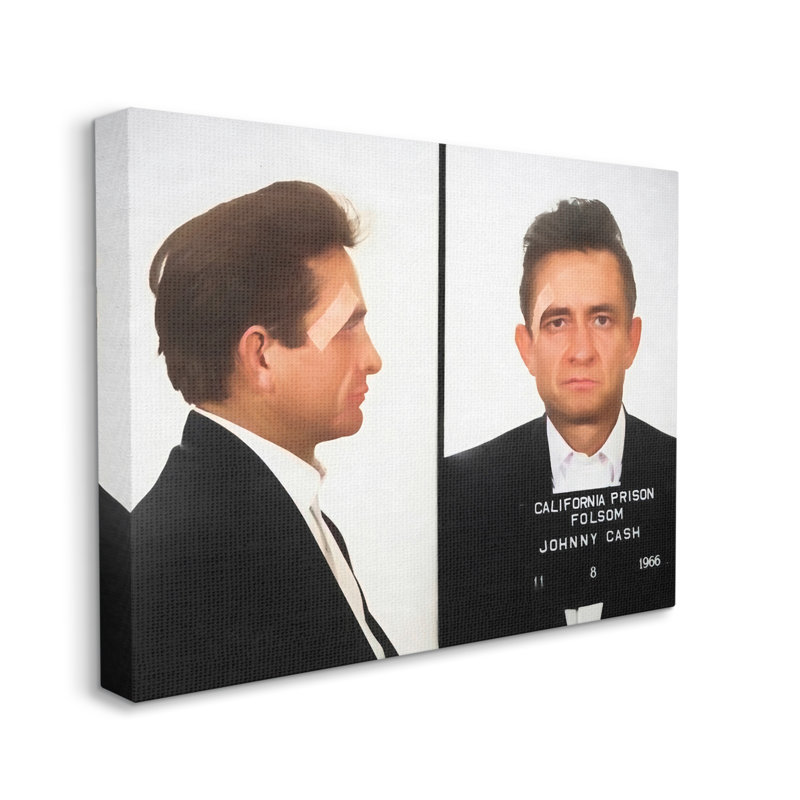 Johnny Cash Prison Mugshot, photographie, conception par Daniel Sproul, L 30 po x H 24 po, Toile tendue