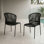 Chaise de salle à manger empilable à tissage intérieur / extérieur gris foncé - ensemble en acier pour les espaces extérieurs et extérieurs (ensemble de 2)