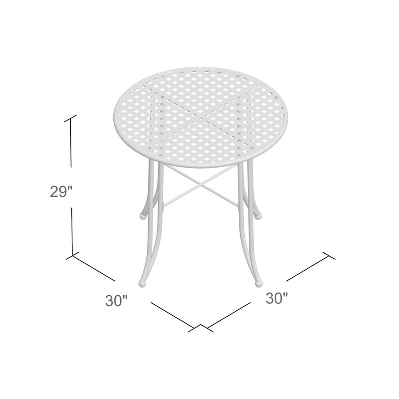 Dalmatia Round Metal Outdoor Bistro Table , 30'' in. W 30'' in. D, Matte Brown